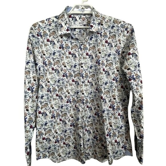 Xoos Size 6 XXL Men Fitted Printed Shirt Long Sleeve Multicolors Flowers - Picture 1 of 7